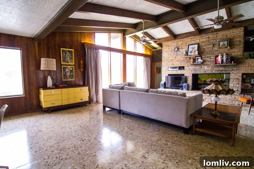 Close-up of the beautifully restored Terrazzo flooring
