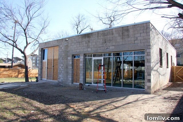 Exterior shot of The Box, emphasizing its unique architecture