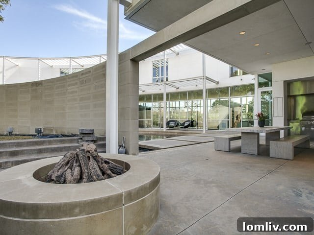 The inviting outdoor fire pit area, perfect for evening gatherings and relaxation.