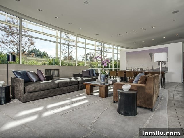 A spacious and elegantly furnished living room at 6645 Northaven, flooded with natural light.