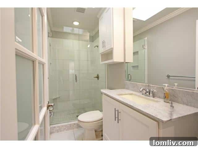 Stevens Park Stone-Clad Marvel: Inside Pure Divinity 15 2308-W.-Colorado-Hall-Bath - Updated Hall Bathroom with Marble Vanity