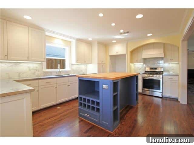 2308-W.-Colorado-Kitchen-2 - Bright Blue Island with Butcher Block