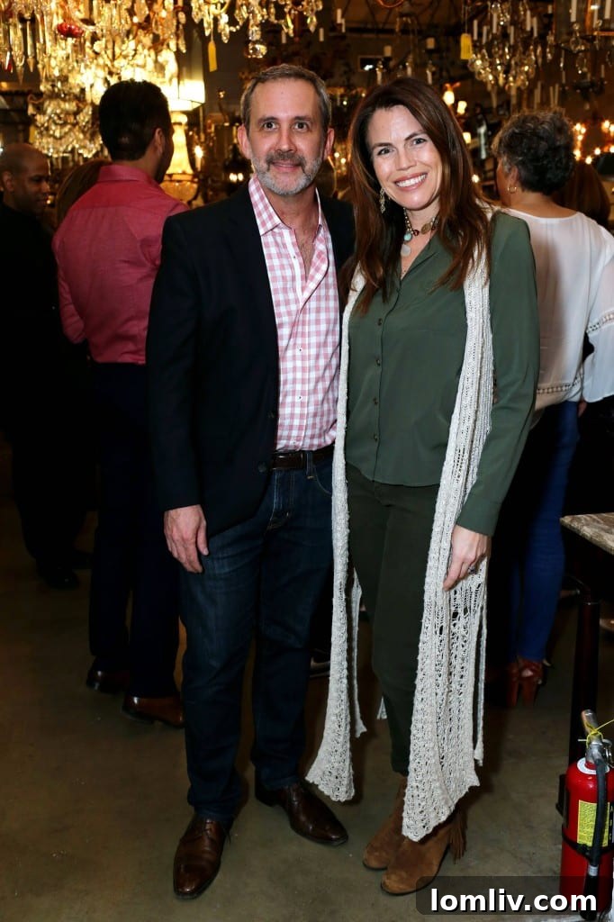 Marc Lake and Lisa Robison at Embree & Lake rebranding event in Dallas Design District