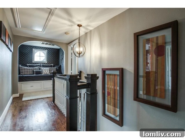 Charming upstairs landing with a built-in window seat