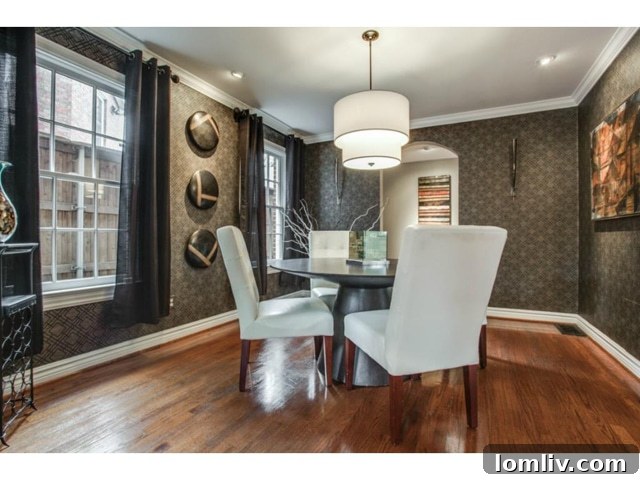 Elegant dining room at 6827 Gaston Avenue with modern lighting