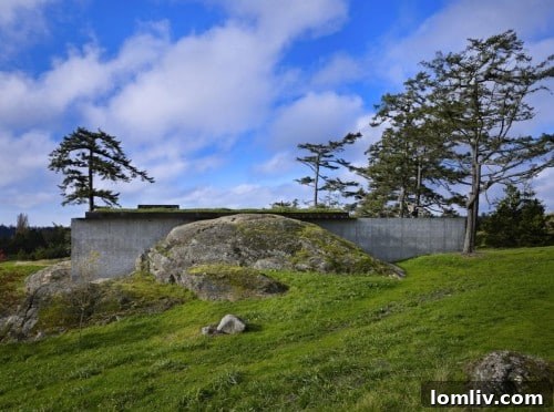 The Pierre, a low-profile concrete and green roof home integrated into the landscape of San Juan Islands, by Tom Kundig.