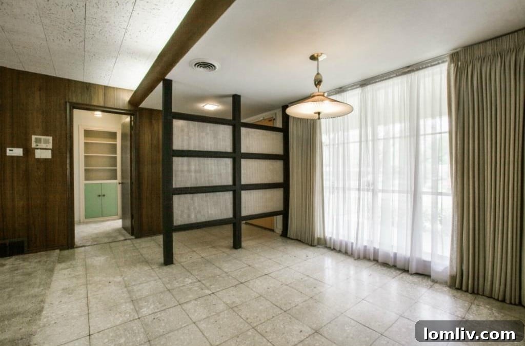 Interior view of the Mid-Century Modern home's entryway
