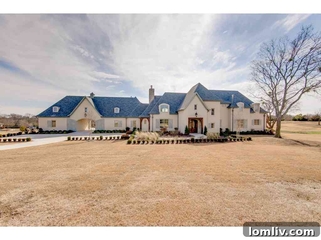 Stunning exterior view of the luxury home at 415 Blondy Jhune Road, Lucas TX, nestled within lush landscaping.