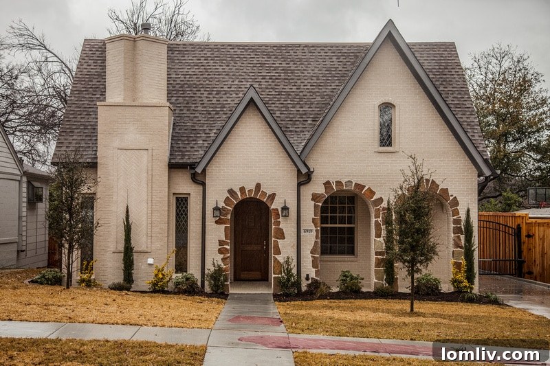 The elegant exterior of the Blythe family's new build at 6919 Santa Fe, showcasing its seamless integration into the Hollywood Santa Monica Historic Conservation District in Dallas.