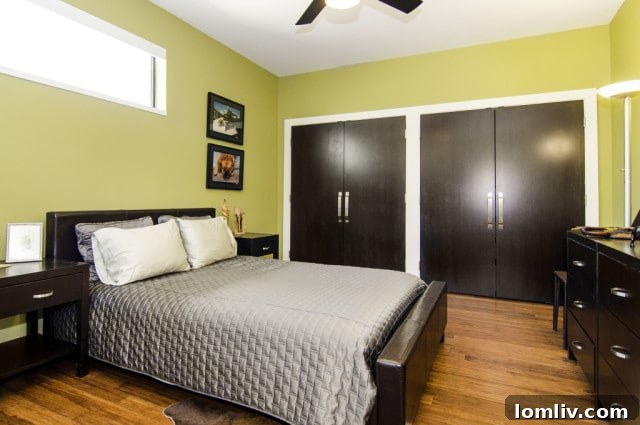 Comfortable and stylish bedroom interior with modern furnishings