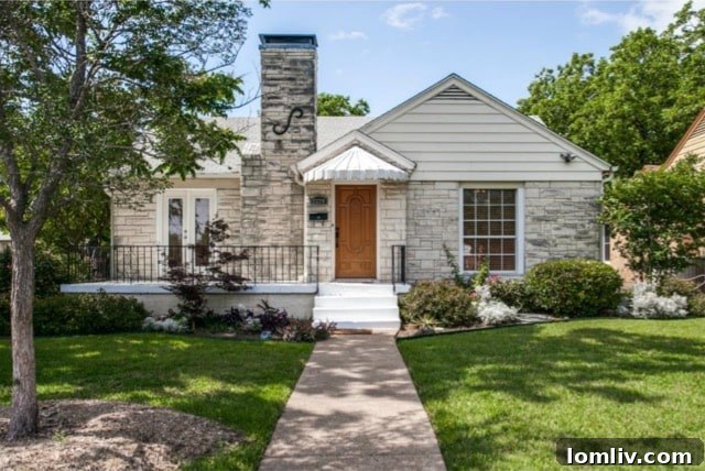 Stevens Park Village street view with inviting homes and lush trees