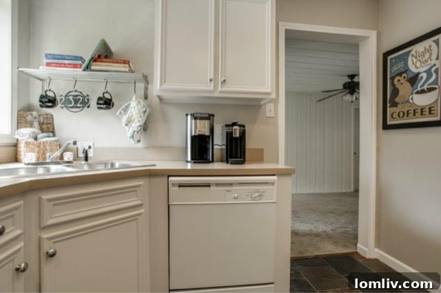 Kitchen details including clever storage and original window