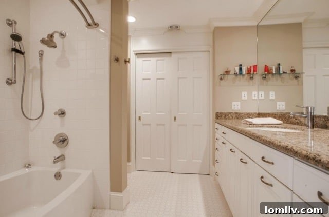 Walk-in closet with custom Elfa shelving in master bedroom