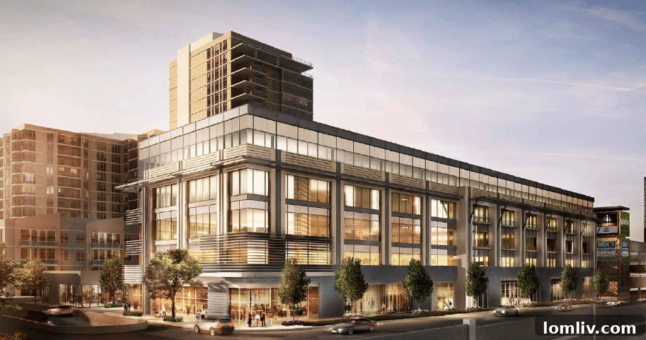 Exterior facade of The Shops at Park Lane, a modern retail development designed for urban convenience