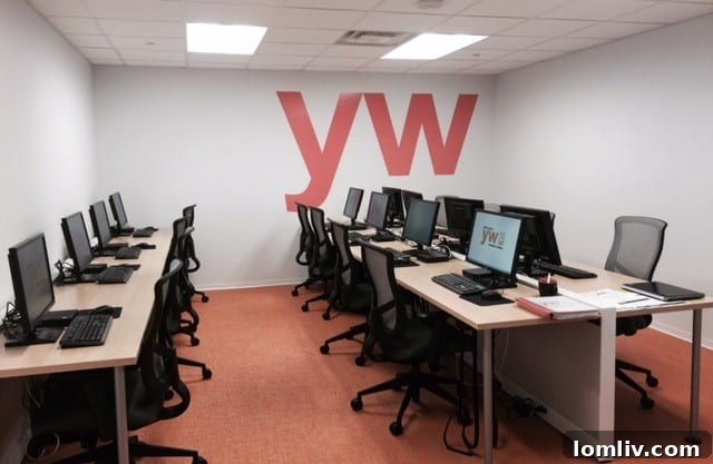 State-of-the-art computer training room at YW Women's Center for digital literacy