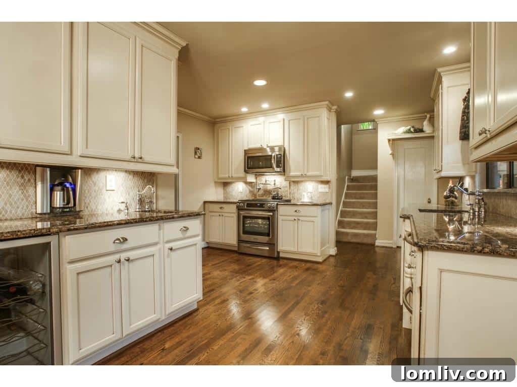 Detailed view of the luxury kitchen island and workspace