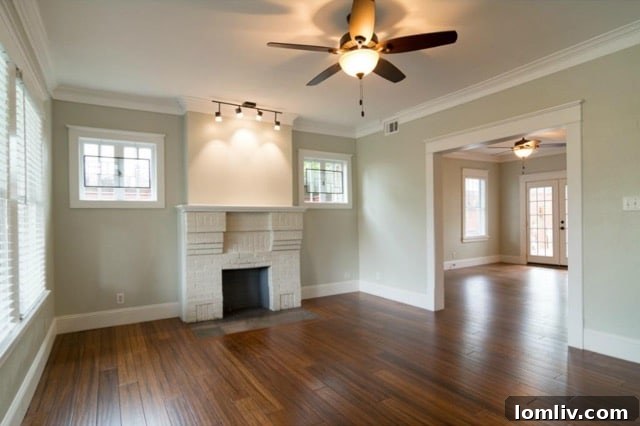 Spacious living room with original features