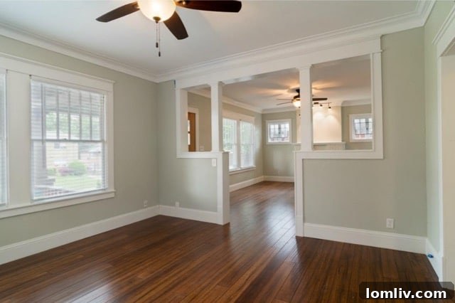 Parlor with columns open to living room
