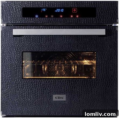 CDA designer oven wrapped in unique leather finish, a bold statement piece.
