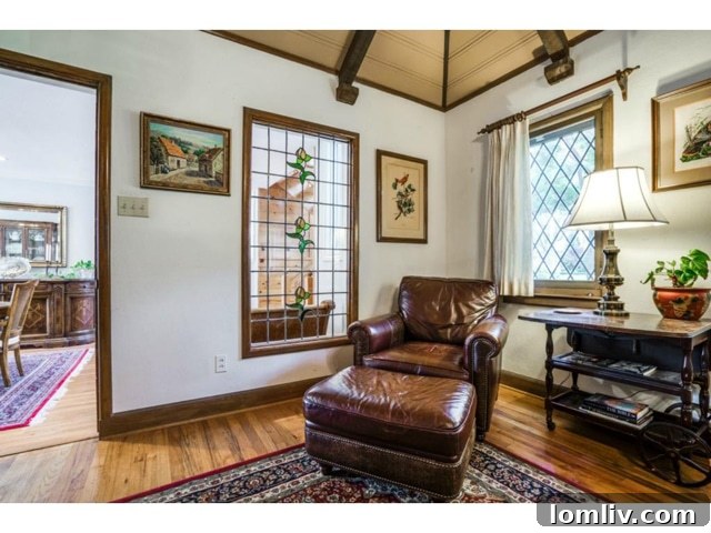 Stained Glass Window in Study at 6426 Meadow
