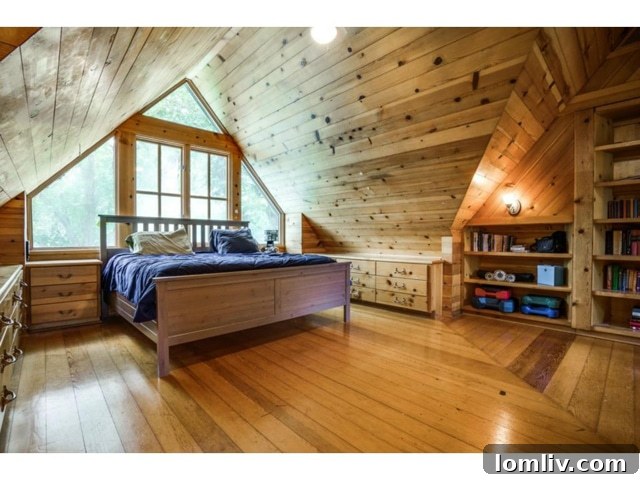 Loft Bedroom with Unique Architectural Details