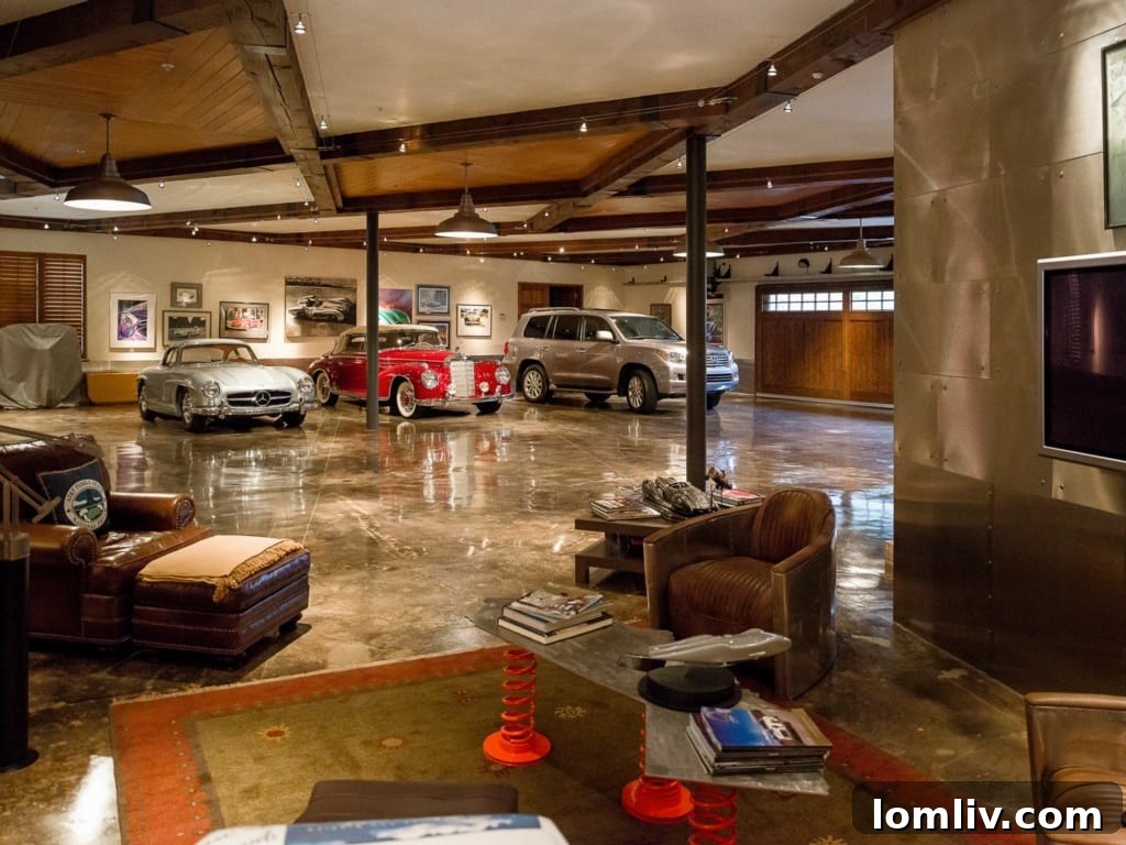 Strait Lane garage and man-cave, ideal for car enthusiasts and luxury living