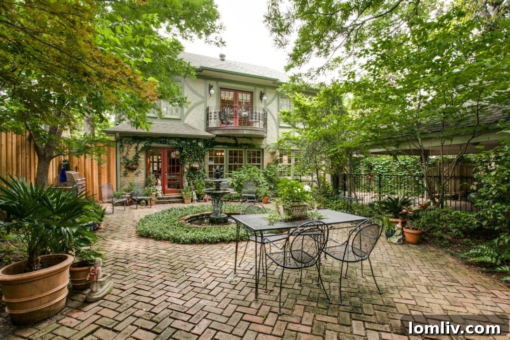 Luxurious master suite balcony overlooking courtyard at 6914 Westlake Ave