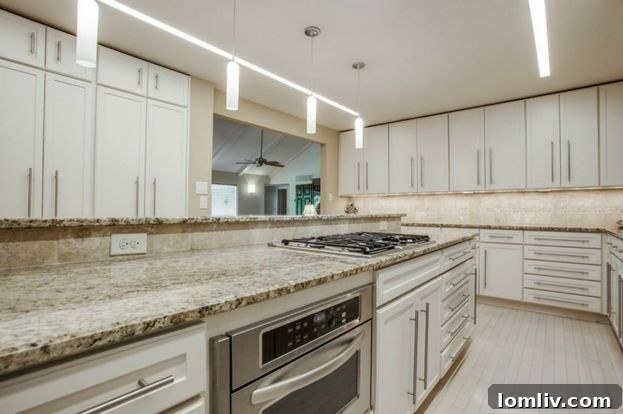 Another perspective of the modern kitchen in Landry's former home