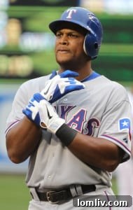 Adrian Beltre in his Rangers Uniform