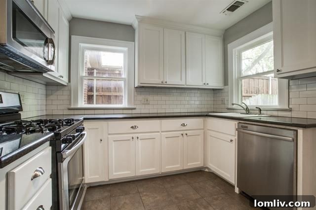 Modern kitchen with subway tile backsplash