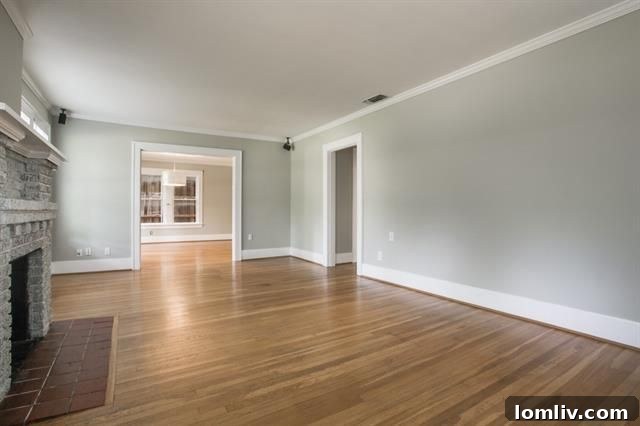 Cozy living room with fireplace and hardwood floors