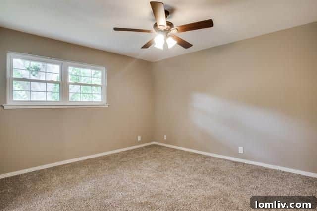 Upstairs bedroom with new carpeting and fresh paint
