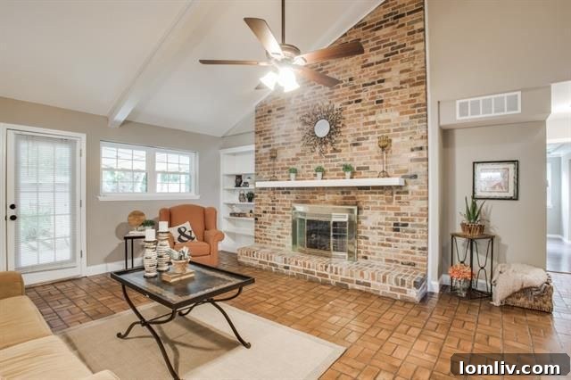 Cozy corner of the living room featuring built-in bookshelves