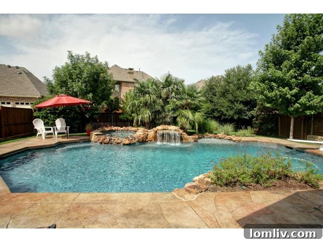 Lush Backyard with Pool and Landscaping