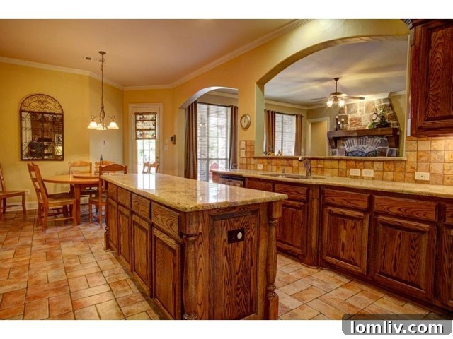 Spacious Gourmet Kitchen with Island and Bar Seating