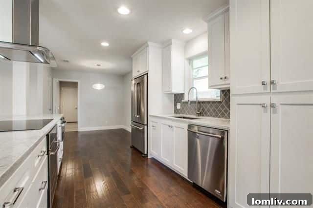 View from Kitchen to Open Living Spaces