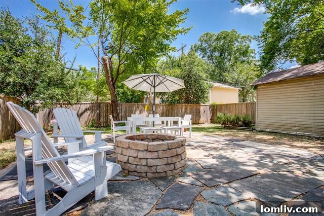Backyard with Firepit and Mature Trees