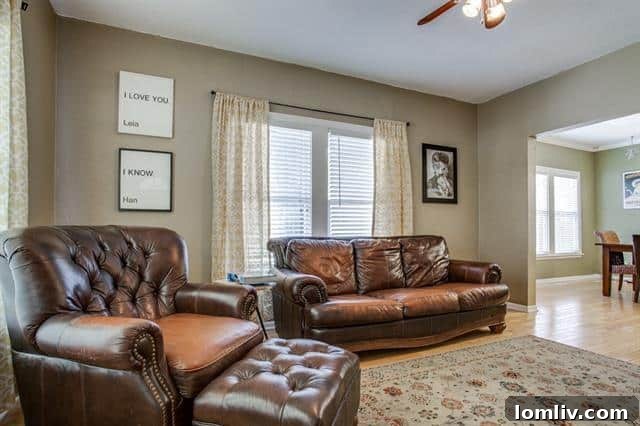 Living Room with Fireplace and Hardwood Floors