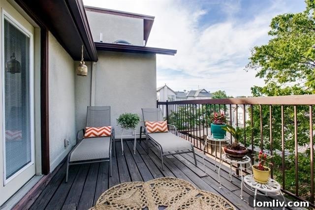 View from one of the private balconies, showing lush greenery