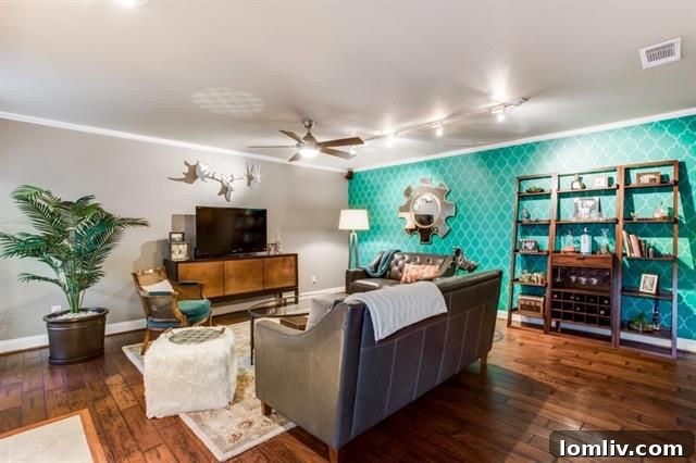 Elegant living room with a fireplace and modern decor