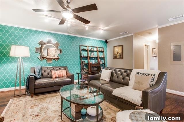 Spacious living area with contemporary furniture and natural light