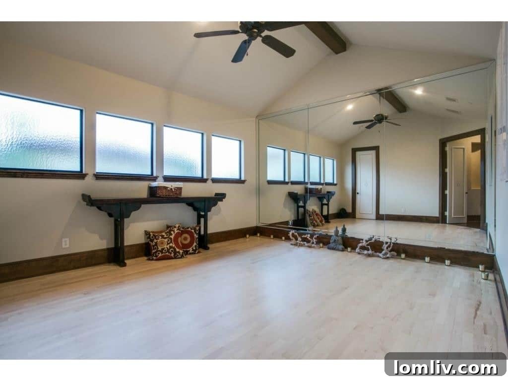 The well-equipped exercise room, ready for a rigorous workout session.