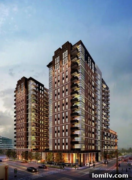 The Case Building, Deep Ellum's first residential high-rise, featuring modern architecture in the vibrant Dallas district.