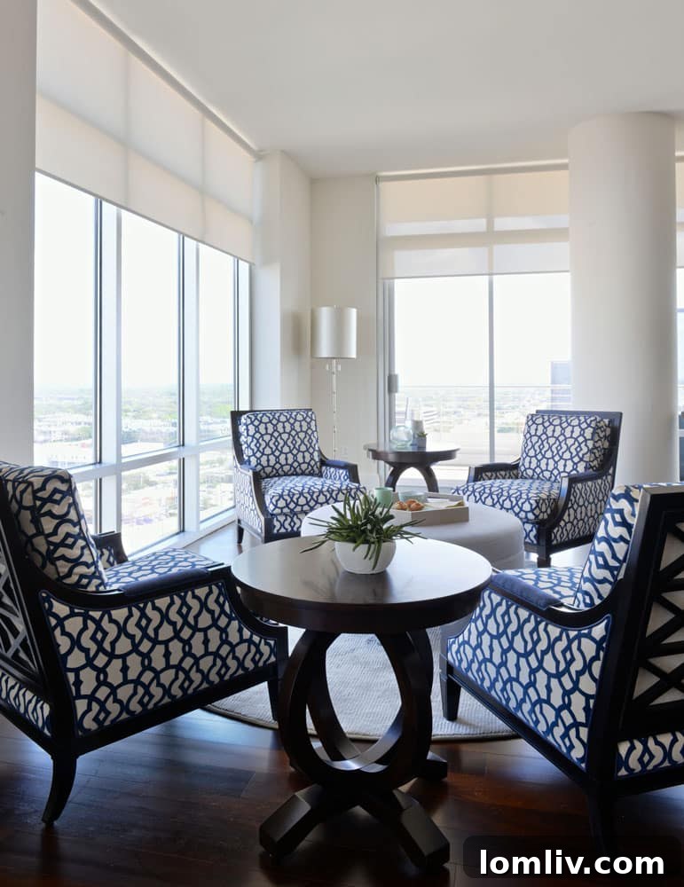 Multiple seating groups in highrise for intimate gatherings