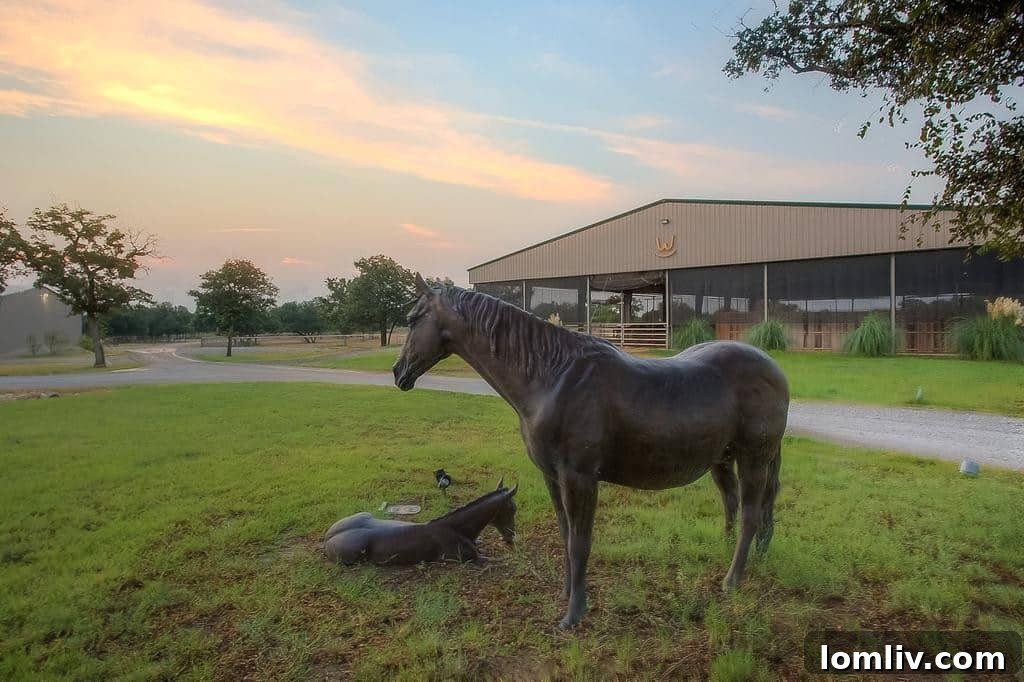 Equestrian Arena with Bronze Sculptures at Rocking W Ranch