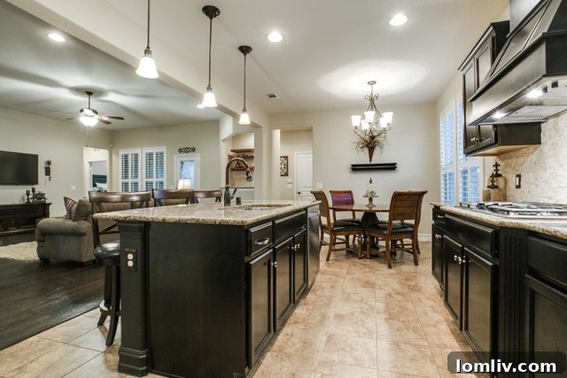 Gourmet Kitchen with Dark Cabinetry and Granite Countertops