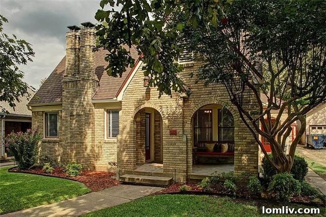 Front exterior of the charming 510 Cordova Street Tudor in Hollywood Heights, East Dallas