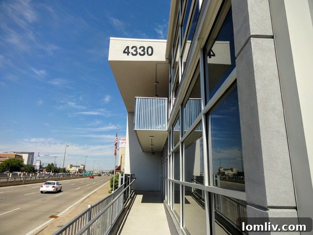 Exterior view of the revitalized 4330 N Central Expressway building in Dallas