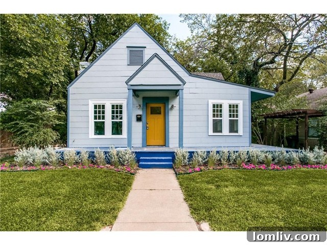 Charming Sky Blue Cottage Exterior - 236 N Waverly Drive