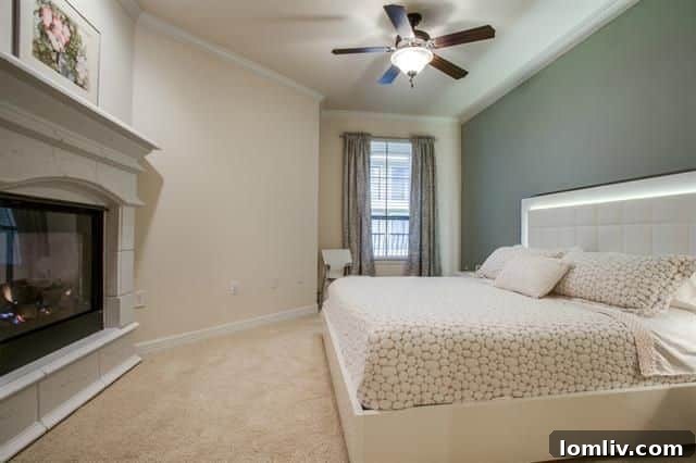 Master bedroom with custom closets in luxury Turtle Creek residence